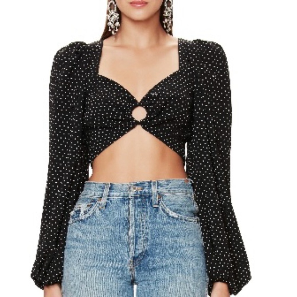 Afrm black polka dot crop top